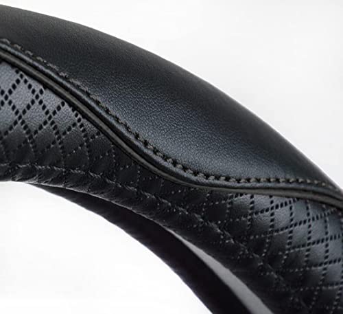Rueesh Microfiber Leather Steering Wheel Cover Anti-Slip Matte Finish Auto Car Wheel Cover Universal 15 Inch Wheel Cover for Car Embossing Pattern Black Line - color: Black Line