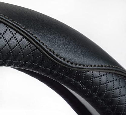 Rueesh Microfiber Leather Steering Wheel Cover Anti-Slip Matte Finish Auto Car Wheel Cover Universal 15 Inch Wheel Cover for Car Embossing Pattern Black Line - color: Black Line