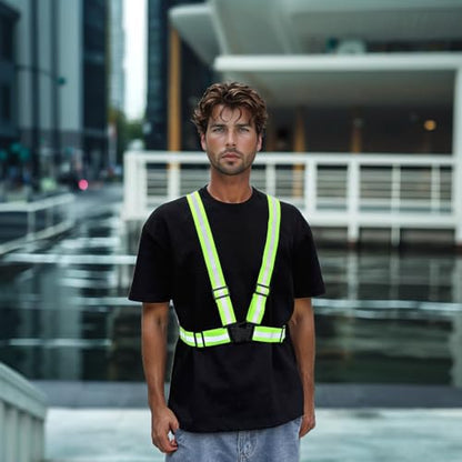 Adjustable Reflective Safety Vest-360° Silver Straps for Cycling,Construction - color: 1pc-yellow, size: Medium