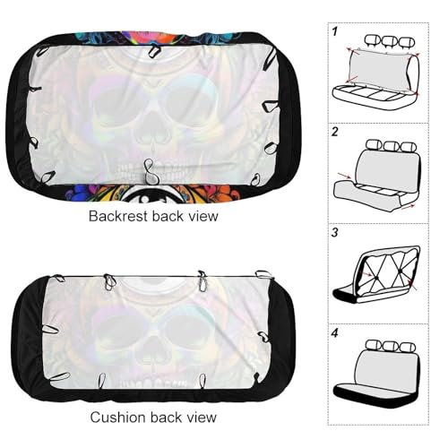 Soft Comfortable Skull Head Lotus Art Car Seat Covers Universal Fit for SUV Truck Sedan Minivan, Scratch Protection Vehicle Seat Protectors Auto Supplies - color: Pattern 437