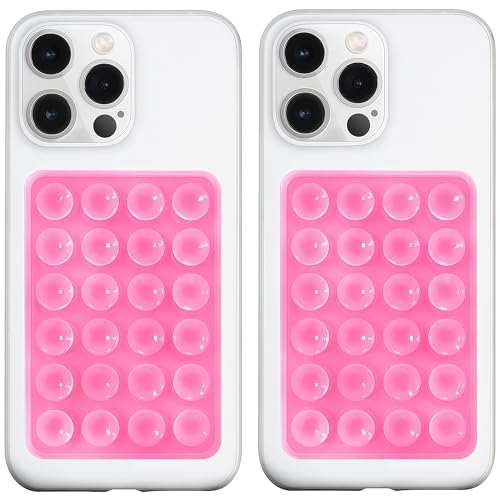 LvShuLiangPin 2 Pack Silicone Suction Phone Case Mount, Silicon Adhesive Phone Grip for Smartphones, Hands-Free Mirror Shower Phone Holder for Selfies, Tiktok Videos (Pink) - color: Pink