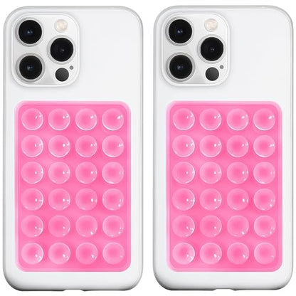 LvShuLiangPin 2 Pack Silicone Suction Phone Case Mount, Silicon Adhesive Phone Grip for Smartphones, Hands-Free Mirror Shower Phone Holder for Selfies, Tiktok Videos (Pink) - color: Pink