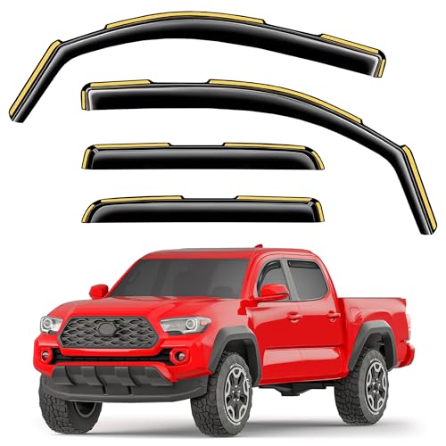 in-Channel Window Rain Guards Fit for Toyota Tacoma 2016-2023 Double Cab, Extra Durable Window Visors Window Deflectors Vent Visors Vent Shades Truck Car Accessories-4 pcs 2-Q05 - size: Fit for 2016-2023 Toyota Tacoma Double Cab