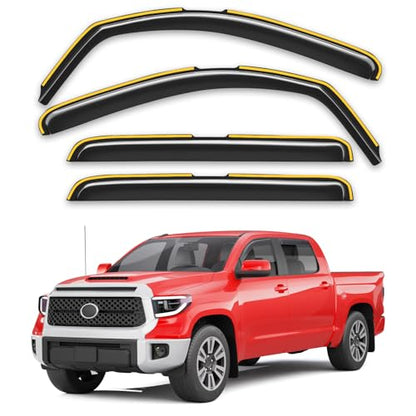 in-Channel Window Rain Guards Fit for Truck Toyota Tundra 2007-2021 CrewMax Extra Durable Window Deflectors Window Visors Vent Visors Vent Shades Car Accessories-4 pcs Q27 - size: Fit for 2007-2021 Tundra CrewMax