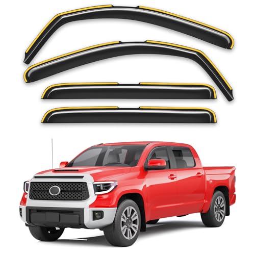 in-Channel Window Rain Guards Fit for Truck Toyota Tundra 2007-2021 CrewMax Extra Durable Window Deflectors Window Visors Vent Visors Vent Shades Car Accessories-4 pcs Q27 - size: Fit for 2007-2021 Tundra CrewMax