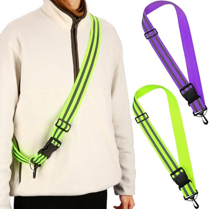 Saintrygo Reflective Sash for Walking at Night Running Gear Safety Reflective High Visibility Jacket Adjustable Sash for Walking Cycling at Night - color: Fluorescent Green,Purple