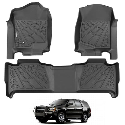 KARPAL Floor Mats for 2007-2014 Chevy Tahoe/Suburban/GMC Yukon/Yukon XL/Denali (No Hybrid Models), All-Weather TPE Custom Fit Floor Liners Car Accessories - style: 2007-2014 | For Chevy Tahoe| 1st & 2nd Row