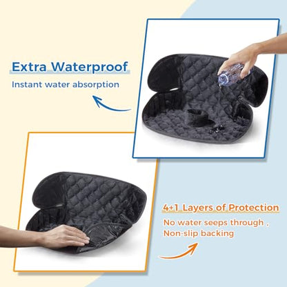2-Pack Waterproof Piddle Pads, Potty Training Car Seat Protector & Reusable Liner – Non-Slip, Leak-Proof Cover for Car Seats, Strollers, High Chairs, Machine Washable (Black) - color: Black