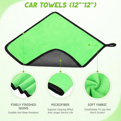 16 Pcs Windshield Cleaner Tool, Car Cleaning Kit with Various Detailing Brushes Set Spray Bottle Cleaner Towel Cleaning Gel Accessories Car Interior Detailing Kit for Windows Vents(Green) - color: Green