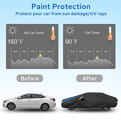 Avecrew Car Cover Waterproof All Weather for Automobiles, Outdoor Heavy Duty Full Exterior Covers for Sedan(194"-208") - size: Fit Sedan Length 194-208 Inch