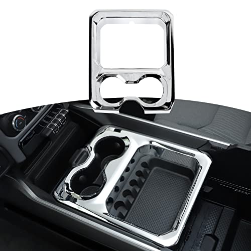 RT-TCZ for RAM Center Console Chrome Cup Holder Storage Box Trim Cover for Dodge RAM 2018-Present Chrome Interior Accessories - color: Chrome