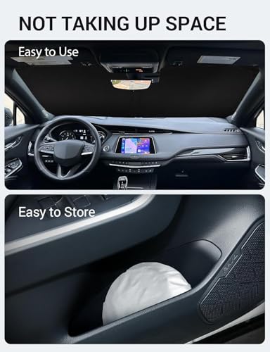 Proadsy Windshield Sun Shade for Cadillac XT4 2019-2025 2026 4-Layer Foldable Front Sunshade Protector Sun Visor Blocks UV Rays Keep Car Cooler - size: Cadillac XT4 2019-2026