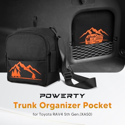 Powerty Upgrade Toyota RAV4 Trunk Organizer, RAV4 Cargo Organizer Cargo Storage Bag for 2019-2025 Toyota RAV4 Accessories Orange
