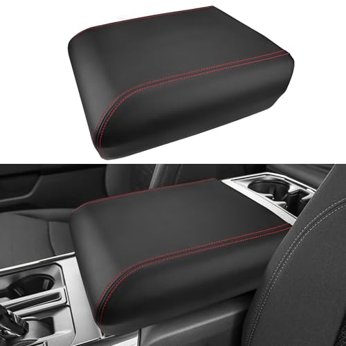 INTGET Center Console Cover for 2025 2026 Ford F150 Accessories Interior 2021 2022 2023 2024 Car Middle Arm Rest Armrest Lid Seat Cover Protector Elbow Cushion Pad (red Stitches, 2021-2026) - color: red stitches, size: 2021-2026