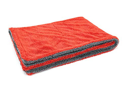 Autofiber Dreadnought Microfiber Car-Drying Towel, Superior Absorbency for Drying Cars, Trucks, and SUVs, Double-Twist Pile, One-Pass Vehicle-Drying Towel (20 inch x 30 inch) - Pack of 1, Red/Gray - color: Red/Gray