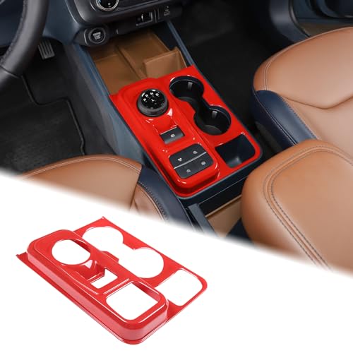 Aunginsy Central Control Gear Shift Box Panel Cover Trim Compatible Ford Maverick 2022 Gear Shift Panel Cover Car Gear Shift Knob Console Panel Trims Cup Holder Frame Interior Decoration Accessories - color: Red