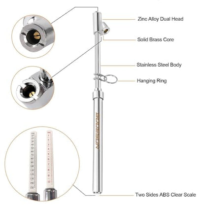 GODESON Dual Head Tire Pressure Gauge,Heavy Duty Pen Tire Gauge Range 10-150PSI; 1-10kg/cm2,Dual Head Truck Air Pressure Gauge (Pack of 20)… - size: 20 pack