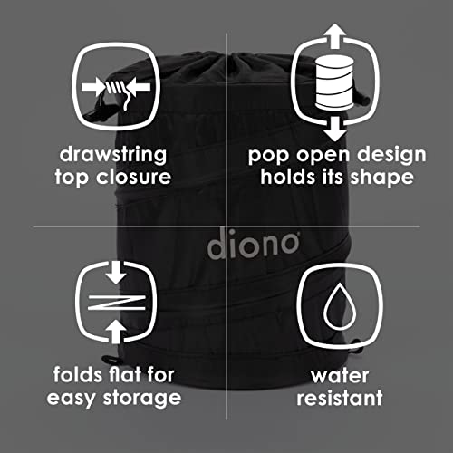Diono Pop-up Trash Bin, Collapsible Car Trash Can Portable, Small, Leak Proof, Perfect For Keeping Car Clean, Black