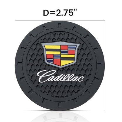 Car Cup Holder Coaster for Cadillac Recessed Silicone Cupholder Coaster Interior Accessories 2.75in 2Pack - color: Black-01
