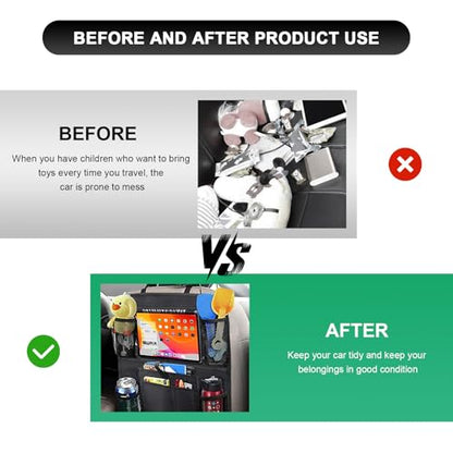 2PCS Car Backseat Organizer, Oxford Car Back Seat Protecter Kick Mat with Touch Screen Tablet Holder, Waterproof Automotive Seatback Storage Bag with Multi Functional Pockets (Regular Style) - color: Regular Style
