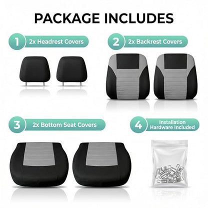 FH Group Gray Polyester Car Seat Cover, 3D Air Mesh, Front Set, Airbag Compatible, Universal Fit for Cars Trucks SUVs - color: Gray, size: Front Set