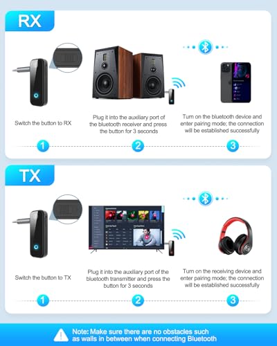 (Upgraded) Ankilo Aux Bluetooth 5.4 Adapter for Car, 2 in 1 Bluetooth Receiver Transmitter, Suitable for Cars, TV, Speakers, Stereo Systems and Headphones - color: Black
