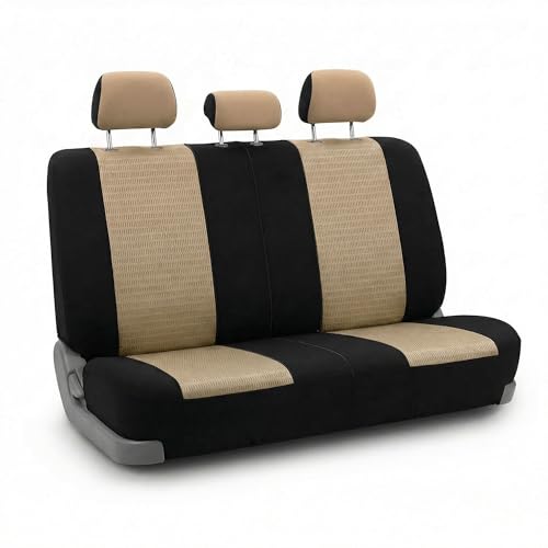 FH Group Automotive Seat Cover Trendy Elegance for Back Seat Begie Car Interior Accessories for SUV, Sedan & Van Universal Fit Combo Rear Seat Cover Split Bench Car Seat Protector for Dogs and Kids - color: Beige, size: Rear Set