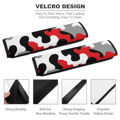 Men's Comfortable Cushion Pad Car Shoulder Strap, Military Red Camo Army Camouflage Harness Pad Car Belt Covers - color: Color362