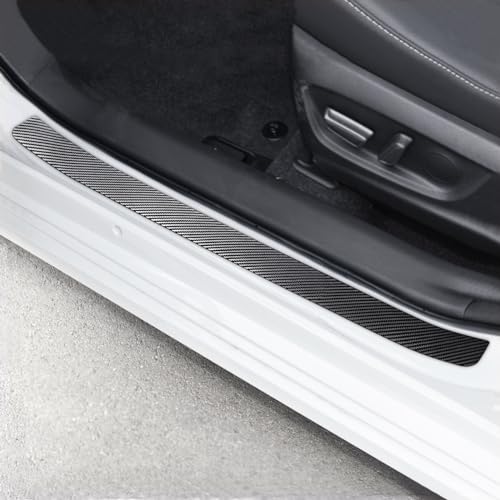Auprite Black Carbon Fiber Universal Car Door Sill Protector, 4Pcs, Anti-Scratch, Magnetic, TPU Material
