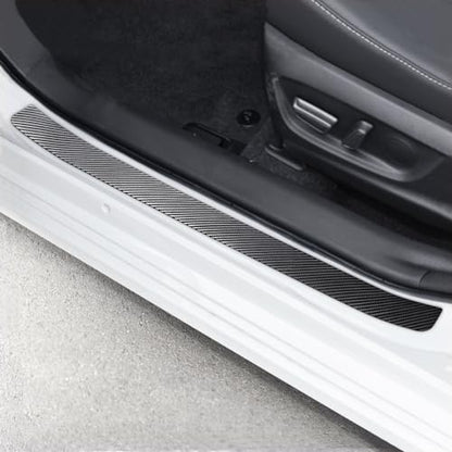 Auprite Black Carbon Fiber Universal Car Door Sill Protector, 4Pcs, Anti-Scratch, Magnetic, TPU Material