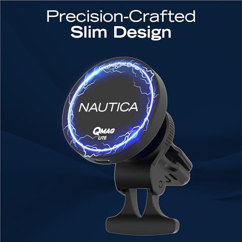 Nautica Turan QMAG Lite Wireless Magnetic Car Charger 15W, Universal Fast Charging Phone Mount, Dashboard & Vent Mount, 360° Rotation for iPhone 17, Galaxy S25, Pixel 10 & More Travel Accessories
