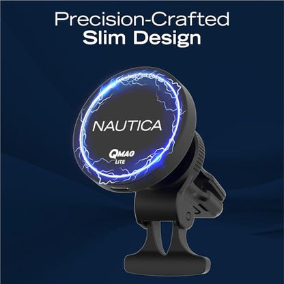 Nautica Turan QMAG Lite Wireless Magnetic Car Charger 15W, Universal Fast Charging Phone Mount, Dashboard & Vent Mount, 360° Rotation for iPhone 17, Galaxy S25, Pixel 10 & More Travel Accessories