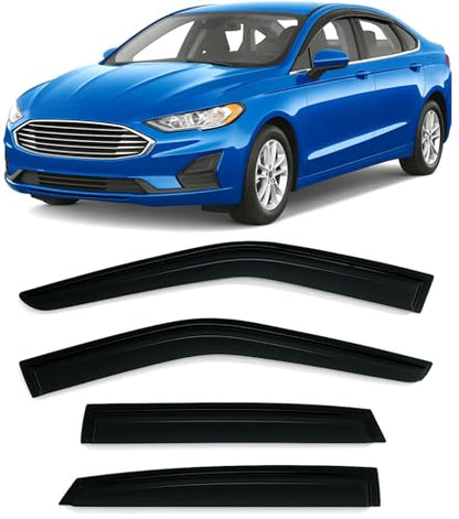 2013-2020 Tape-On Rain Guards for Ford Fusion Side Window Visor Deflectors S SE SEL Titanium Hybrid Durable Tinted Shades 2014 2015 2016 2017 2018 2019 - size: For Ford Fusion 2013-2020