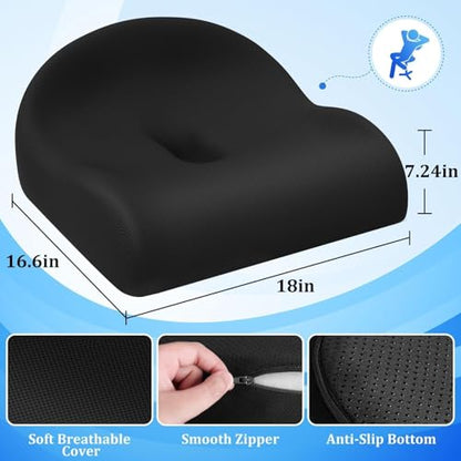 TranquilRelax Seat Cushion Office Chair Cushion for Back & Tailbone & Sciatica Pain Relief, Black Memory Foam Desk Chair Cushion Pressure Relief Seat for Long Sitting Car Drivers, Office Worker