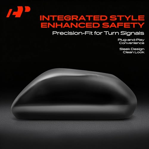 A-Premium Driver Side Rearview Mirror Cover Cap - Compatible with Toyota Camry 2018-2024, Avalon 2019-2022 - Smooth Black, with Turn Signal Hole - style: Left Driver Side