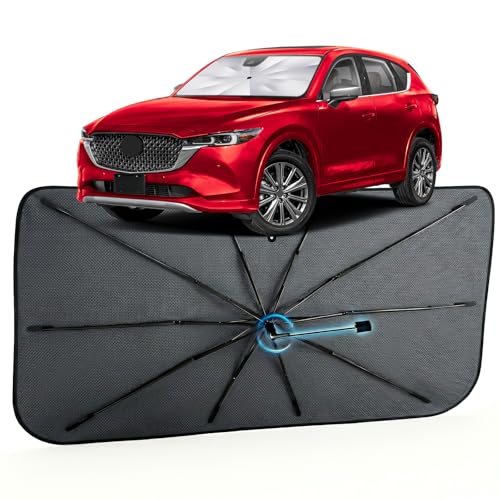 Car Windshield Sun Shade for Mazda CX-5 2017-2026 –[Reflective Coated Fabric] Sunshade Umbrella for Front Window, Car Shades Sun Visor Keep Car Cool and Protects Interior, 1:1 Exact Fit - size: For Mazda CX-5 2017-2026