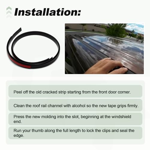 1 Pair Roof Drip Molding Trim Weatherstrip Left and Right Compatible with 2016-2023 Toyota Tacoma Double CAB Replace 75552-04080 75552-04081 75552-04082 75551-04080 75551-04081 75551-04082