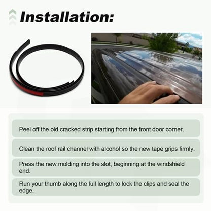 1 Pair Roof Drip Molding Trim Weatherstrip Left and Right Compatible with 2016-2023 Toyota Tacoma Double CAB Replace 75552-04080 75552-04081 75552-04082 75551-04080 75551-04081 75551-04082
