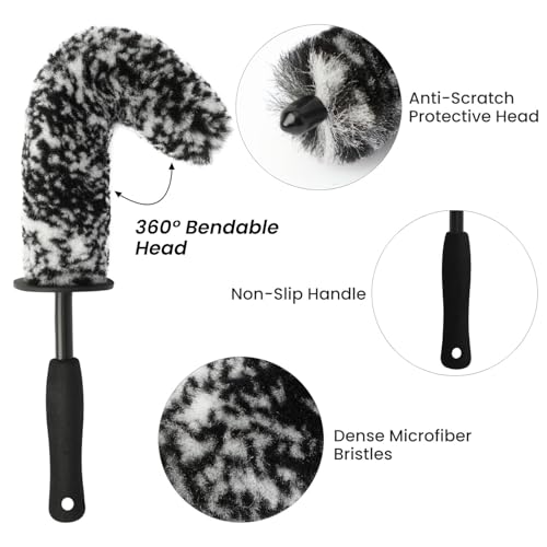5PCS Wheel Cleaner Brush Kit, Tire Brushes, Rim Cleaner Brush,Car Detailing Brushes, Car Wash Tools for Wheels and Tires No Spatter
