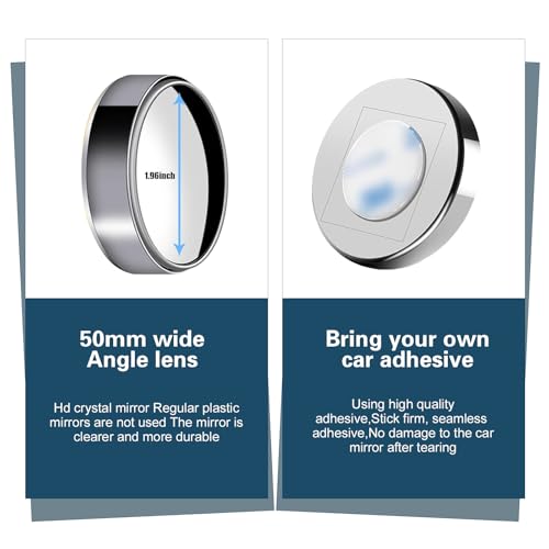 2 PCS Car Blind Spot Mirror, HD 360-degree Adjustable Angle Auxiliary Parts, Self-adhesive Wide-angle Small Round Mirror with Anti-collision Frame, for Most Cars Trucks (Black)