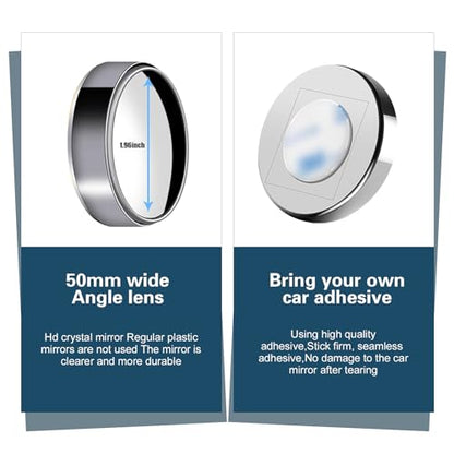 2 PCS Car Blind Spot Mirror, HD 360-degree Adjustable Angle Auxiliary Parts, Self-adhesive Wide-angle Small Round Mirror with Anti-collision Frame, for Most Cars Trucks (Black)