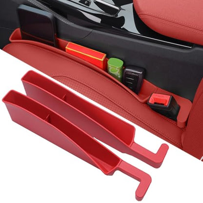 Car Seat Gap Filler Organizer, 2 Pack No-Drop Seat Side Gap Filler Plug Strip with Storage & Belt Slot, Universal Fit Auto Catcher Fill The Gap Between Seat & Console for Car, SUV, Truck, Red - color: Red, TPE