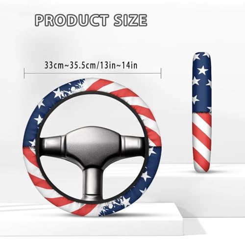 Patriotic Golf Cart Steering Wheel Cover Golf Cart Accessories Fit 13-14 Inch Anti-Slip Car Steering Wheel Cover Odorless Breathable Wrap Cover Sweat Absorption - color: Patriotic