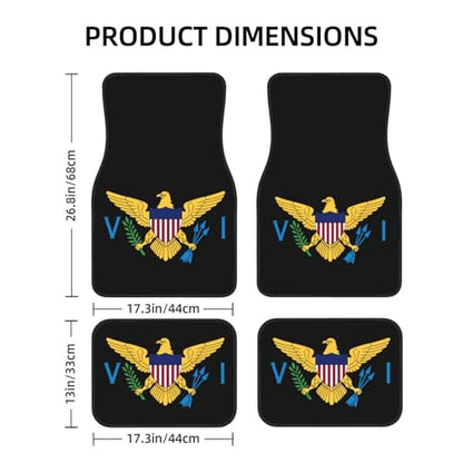 Coat of Arms of Virgin Islands National Emblem Universal Car Front Rear Floor Foot Mats Anti-Slip Car Mat Full Set of 4 Pieces Rubber Backing Carpet All Weather Protection Fit for SUV,Sedans, Trucks