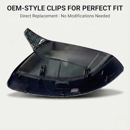 Carbon Fiber Replacement Mirror Caps for 2010-2015 INFINITI G37 G25 Q40, Real 3K 2x2 Twill Weave (Black Carbon Fiber)