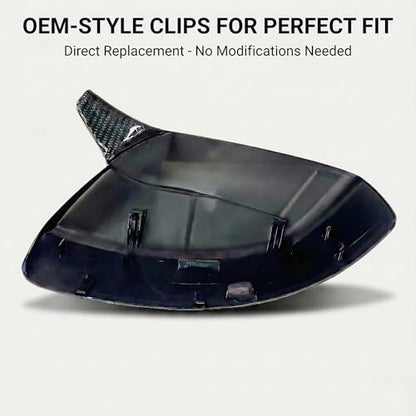 Carbon Fiber Replacement Mirror Caps for 2010-2015 INFINITI G37 G25 Q40, Real 3K 2x2 Twill Weave (Black Carbon Fiber)