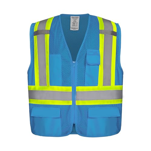 KAYGO Safety Vest with Pockets - High Visibility Reflective Vest ANSI Class 2 Construction Vest - color: Blue, size: 3X-Large
