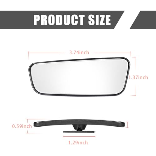 2-Pack Car Blind Spot Mirror, 3.7" x 1.4" Curved Wideangle, High-Definition Glass Adjustable Anti-Glare, Universal Car Side Mirror (Black)