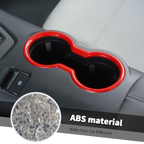 Jimen Fit for Ford Mustang 2024-2025, Center Console Front Cup Holder Cover Trim (Red) - color: Red