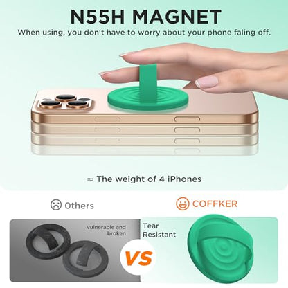 Magnetic Phone Grip Ring Holder, Liquid Silicone Magnet Cell Phone Grip Finger Loop, Compatible with Magsafe, Back of Phone for iPhone 17/16/15/14/13/12 Series, Emerald Green - color: Emerald Green